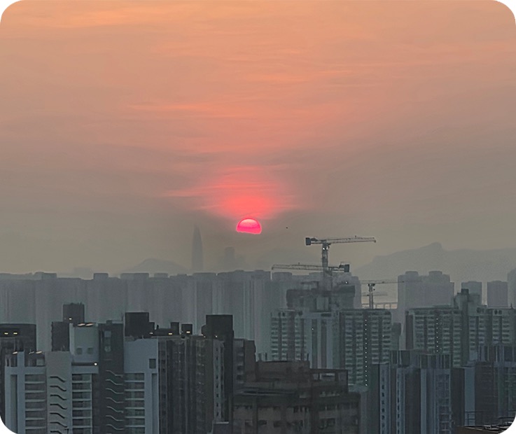 Sunset over the city.